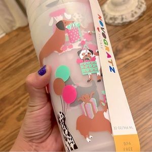 Novogratz Drinkware Set of 8, Outdoor Safe • Whimsical Puppy Dog Celebration